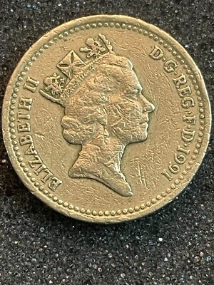 1991 £1 One Pound Coin Queen Elizabeth ll 