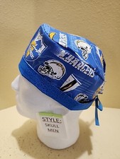 LA Chargers NFL Men's Skull/Chemo Surgical Scrub Hat/Cap Handmade