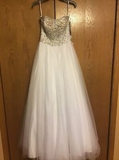 Tiffany Exclusive White Beaded Pageant Prom Gown Dress Size 6