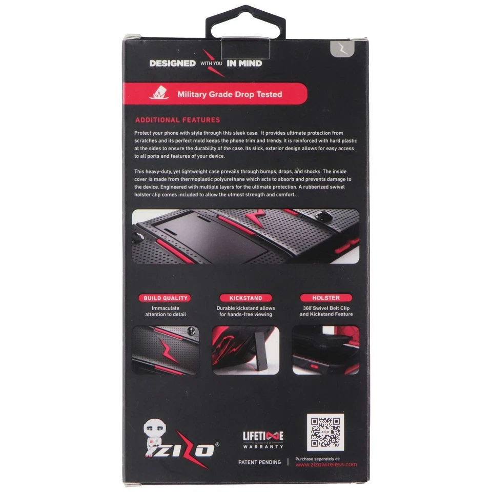 Zizo Bolt Cover Series (Funda/Pantalla/Funda) para Apple iPhone X - Rojo/Negro Foto 2 de 2