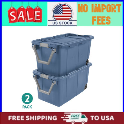 Sterilite Extra-Large Wheeled Industrial Storage Bin, 40 Gallon, 2 Pack