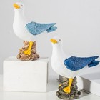 Set of 2 Seagull Model Ornaments Bird Resin Desktop Sculpture Adornment