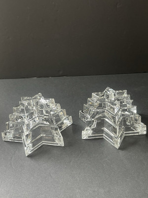 Vintage WMF Germany Lead Crystal Star Shaped Tapered Candle Holder MCM Deco (2)