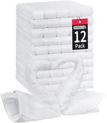 Microfiber Washcloths Face Towel, 12 Pack White Towels Fingertip Washcloth, Soft