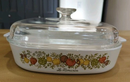 Vintage Corning Ware Spice of Life A-10-B Dish with Pyrex Lid A-12-C 10x10x2"