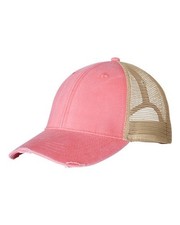    Adams Headwear Men Ollie Distressed Cap Hat, mid-profile OL102 Coral/Tan
