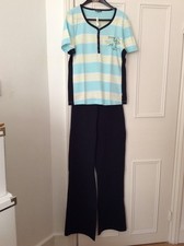 BLUE NAVY WHITE YELLOW WOMEN LADIES 2 PIECE NIGHTWEAR PYJAMAS DAYWEAR NO:25