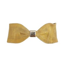 Vintage Hair Clip Barrette Bow Gold Tone Mesh 3" Wide