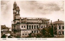PAISLEY TOWN HALL & WHITE CART RIVER - POSTCARD