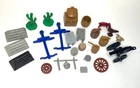 Vintage 1960s Marx Fort Apache Cowboys & Indians Playset Accessories ~ 25 Pieces