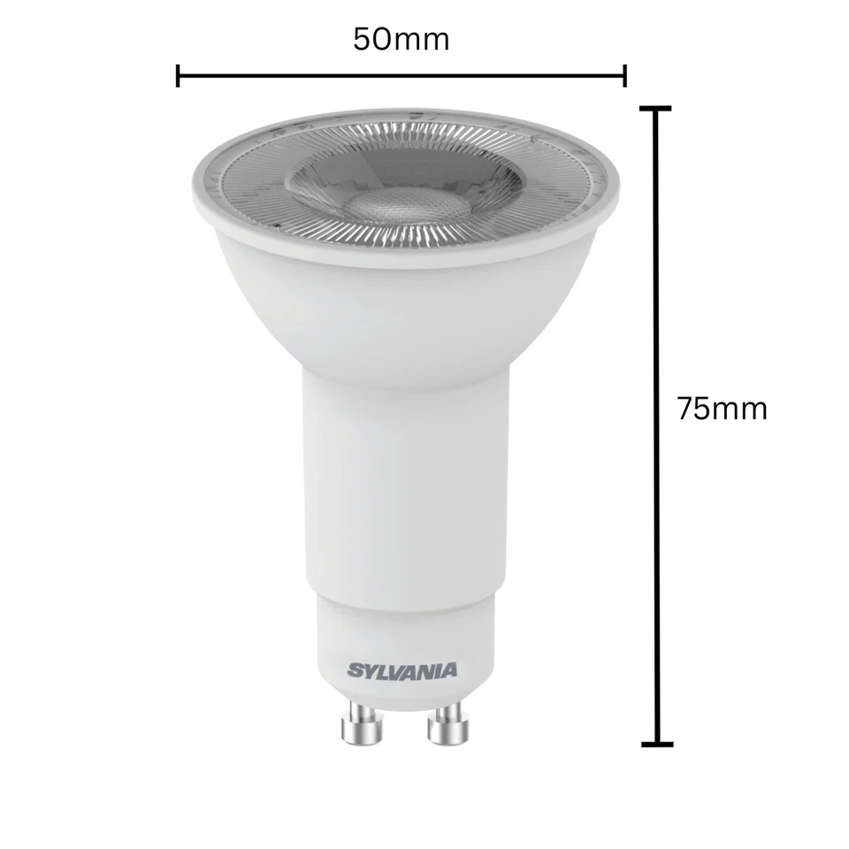 Sylvania Long Neck GU10 4.2W 50W Warm White 3000K LED Light Bulbs Pack of 6 - Image 2 of 4