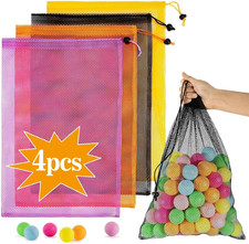 4PCS Colorful Mesh Drawstring Bag - Mesh Bag 18X12 Inch Breathable Nylon Mesh St