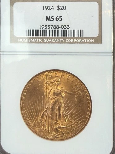 Gold Saint-Gaudens 1924 $20 MS65 NGC  Philadelphia Mint