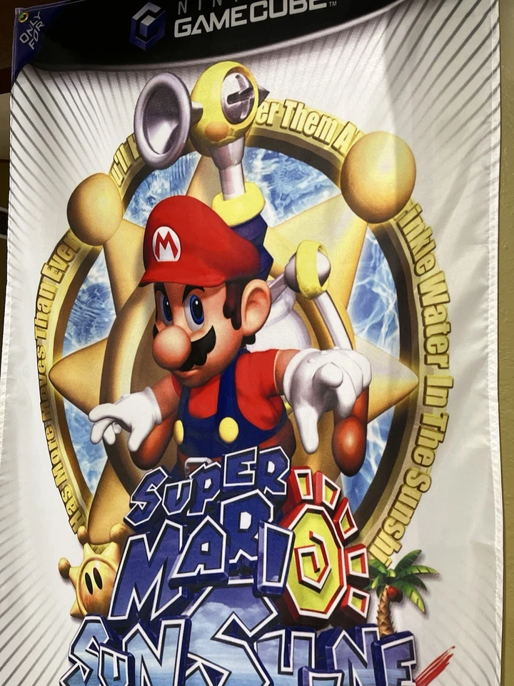 Super Mario Sunshine 5ft Flag Nintendo Gamecube 2002 Banner Poster - Image 3 of 3
