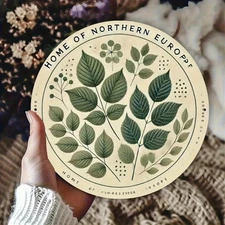 1pc 2D 1pc 7.87x 7.87inch Round Aluminum Wall Art- Plant Leaf Design W/Nordic Ho