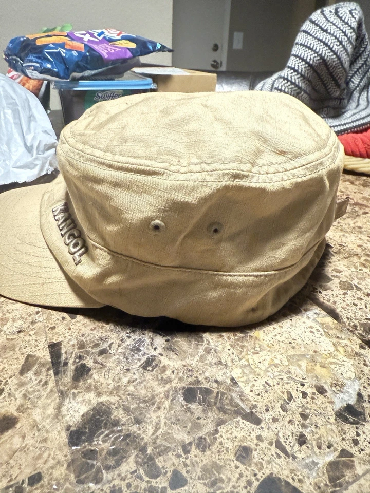 Gorra militar Kangol para hombre L/XL sarga de algodón beige tostado Flexfit Foto 3 de 4