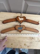 Vintage Wood Hangers. Hand Painted. One sheep And 1 A Cow.