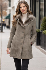 Armani jeans womens coat, faux suede, faux fur