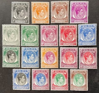Singapore 1949 52 full set of 18 x stamps to $5.00 mint hinged