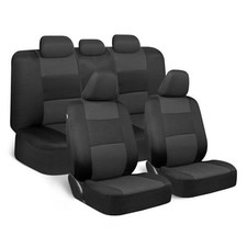 PolyPro Car Seat Covers Full Set in Charcoal on Black   Front Charcoal Gray