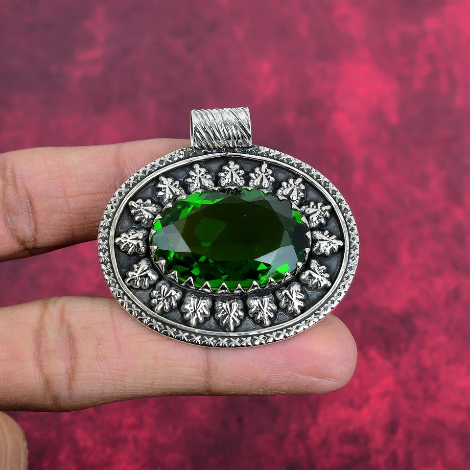 Peridot Gemstones Handmade 925 Sterling Silver Jewelry Pendant Love Forever Gift - Image 3 of 4