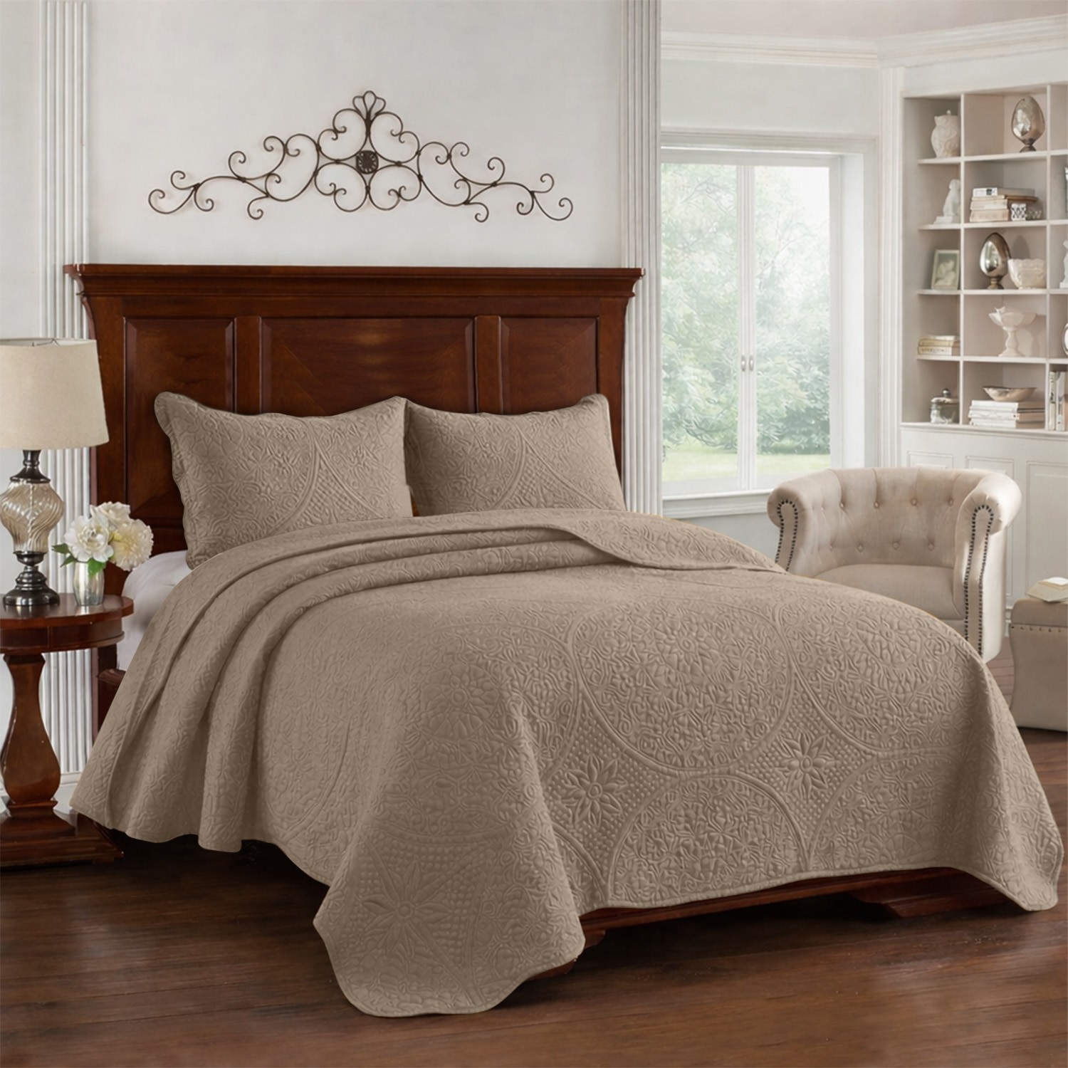 Coverlet Bed Throw Quilt Bedspread Bedding with Pillow Sham 