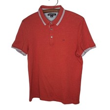Michael Kors Men's Orange Heathered Polo Shirt Short Sleeve MK Logo Size Medium