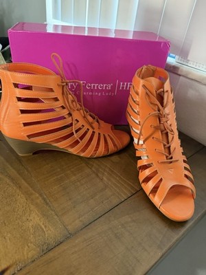 Henry Ferrera Nira Women's Gladiator Wedge Sandals Orange size 9 new