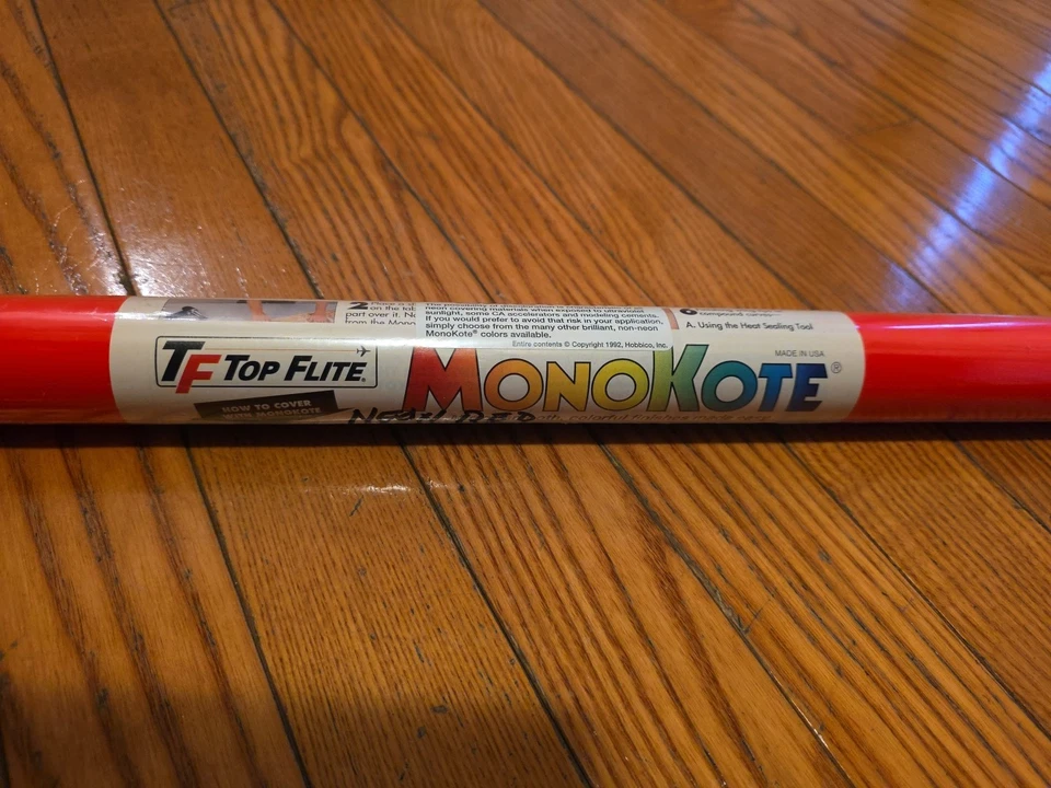 Neon Orange Top Flight Monokote Film Covering Balsa R/c Model Airplane - Image 2 of 3