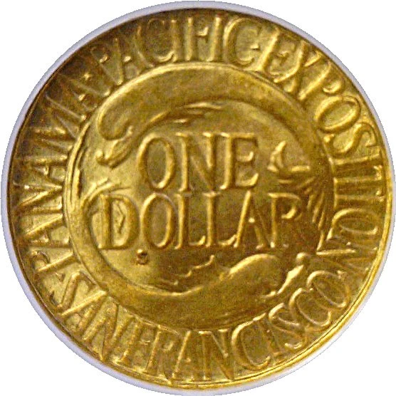 1915-S $1 Panama- Pacific Gold Commemorative NGC MS-66 - Image 3 of 3