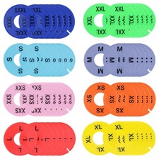 48 Pack Clothes Size Dividers, 8 Sizes XXS to XXXL Round Colorful Plastic Clo...