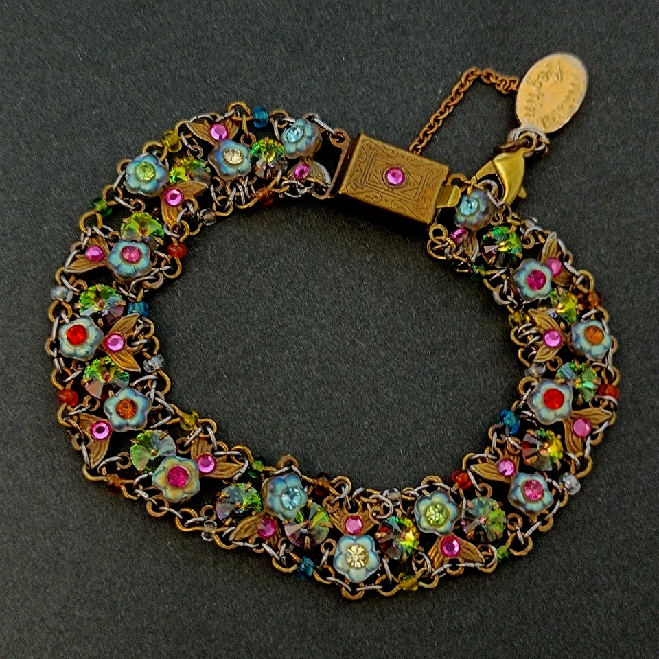 Браслет Michal Negrin с цветочными бусинами арбуз Rivoli радужный романтический винтажный - Изображение 4 из 4