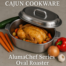 AlumaChef 8QT 13" Cast Aluminum Heavy Duty Oval Roaster-new Magnalite version