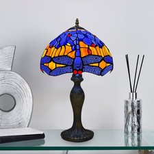 Handcrafted Tiffany Style Table Lamp - 10 inch Colorful Stained Glass Desk Light