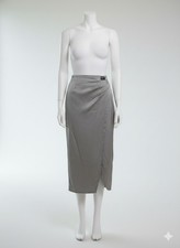 Gray High Rise Midi Pencil Skirt Straight Women's Regular Solid