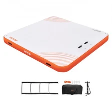 Inflatable Floating Dock,7x7FT Inflatable Dock Platform,Non-Slip Water Floating