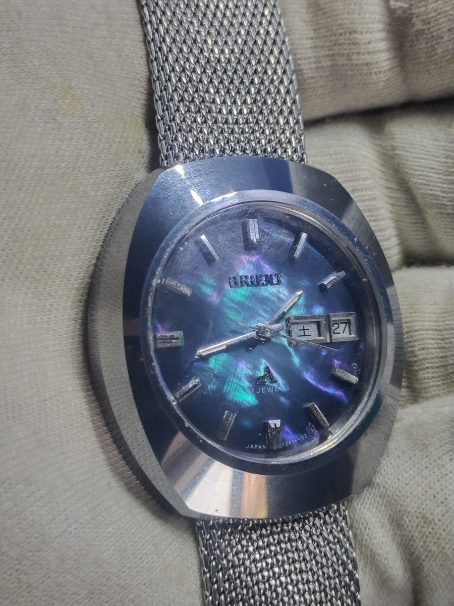Vtg Orient chrono Ace Non Scratch Mexican Focus F429-24260 Mens
