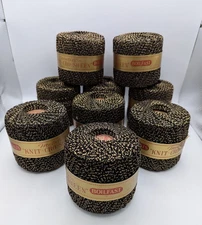 J&P COATS KNIT-CRO-SHEEN METALLIC Black  Gold 100 Yds Boilfast Vtg 9 Available