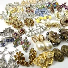 Vintage Rhinestone Costume Jewelry Lot High End Clip On Earrings 39 Pairs