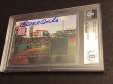 Beckett Auto Bernie Carbo Signed Custom Card W/ Fenway Park Wall Pad Piece 671