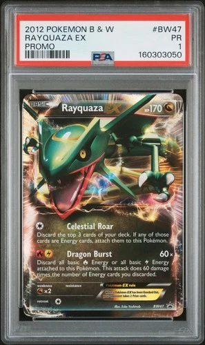 2012 POKEMON BLACK & WHITE PROMO #BW47 RAYQUAZA EX PSA 1