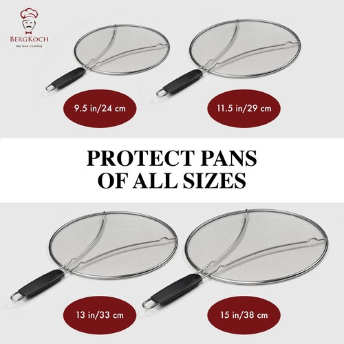 Bergkoch Splatter Screen for Frying Pan - 9.5 Inch Stainless Steel Grease Splatt - Picture 9 of 9