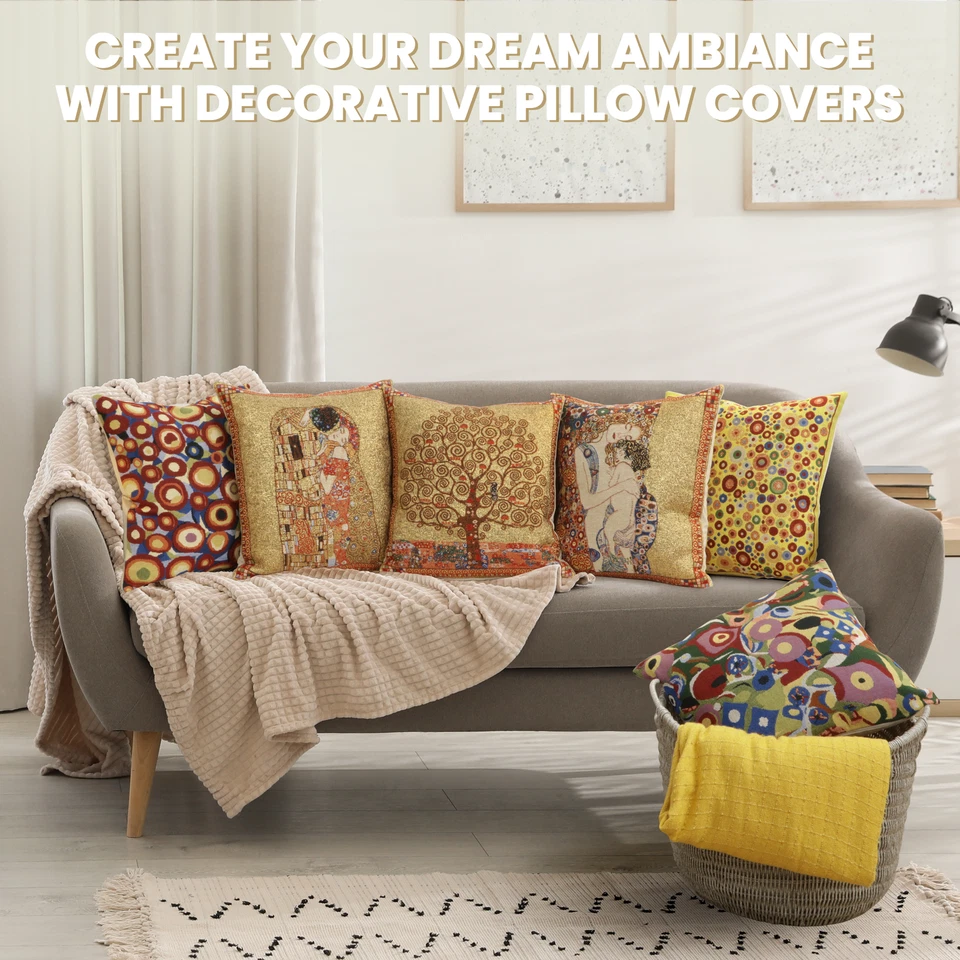 Cushion Cover - Klimt, Polka Dots - Tapestry Throw Pillow Cover - 16x16 in - Image 4 of 4