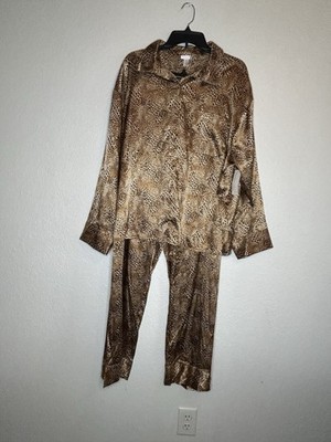 Ambrielle Woman Satin 2 Pc Long SleevePajama Set Sz XXL Leopard Print