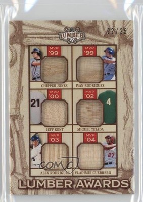 2025 Leaf Lumber Awards Bronze /25 Chipper Jones Jeff Kent Ivan Rodriguez 17uv