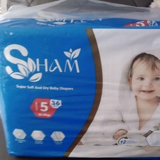 Soham Super Soft  Dry Baby Diapers Size 5, 36 Count, 12-17kg