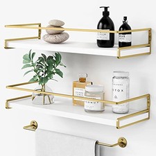 Floating Bathroom Shelves Wall Mounted, Aesthetic White and Gold 1. White-gold