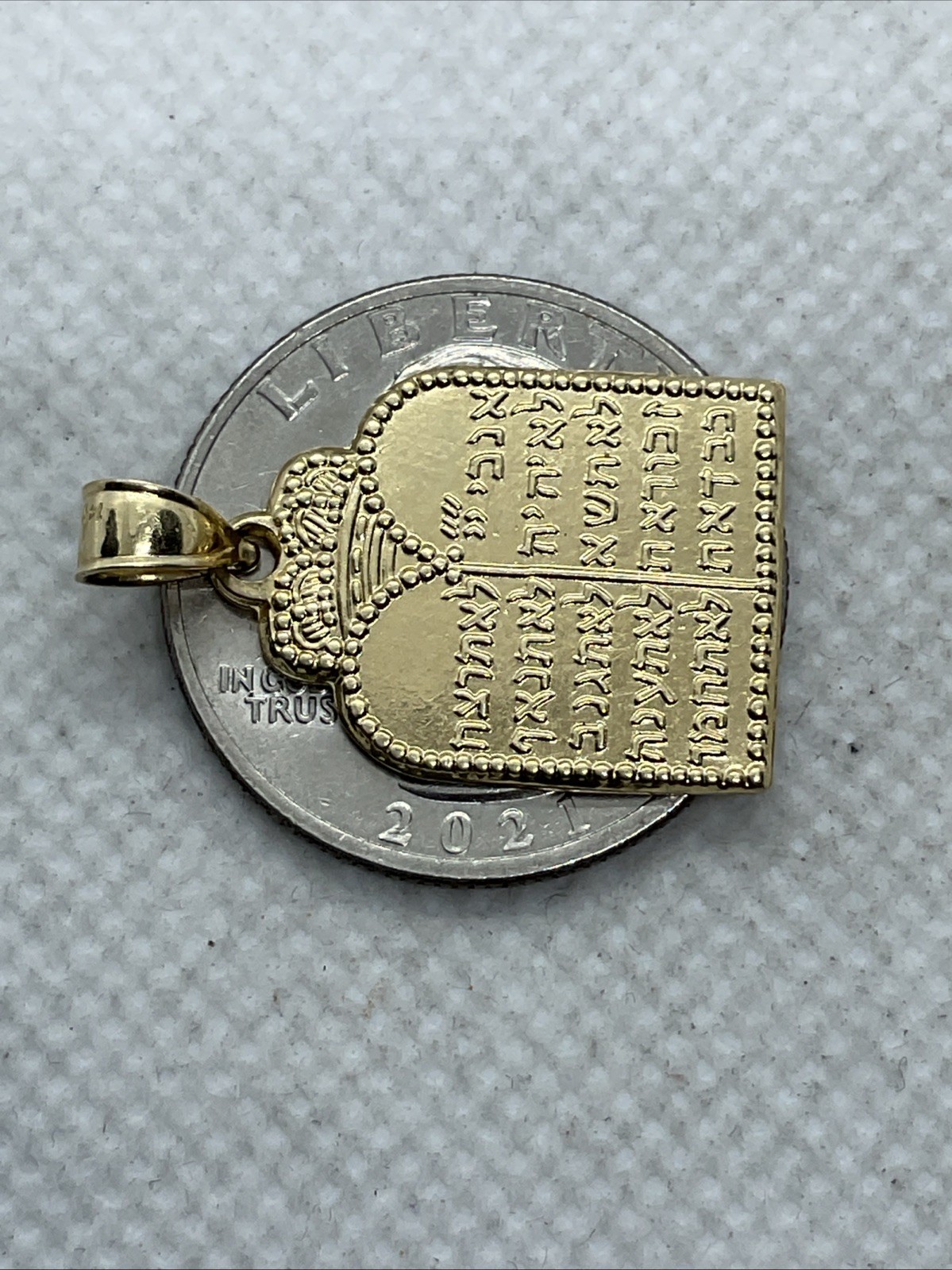 Solid 14K Yellow Gold TEN COMMANDMENTS & STAR of … - image 11