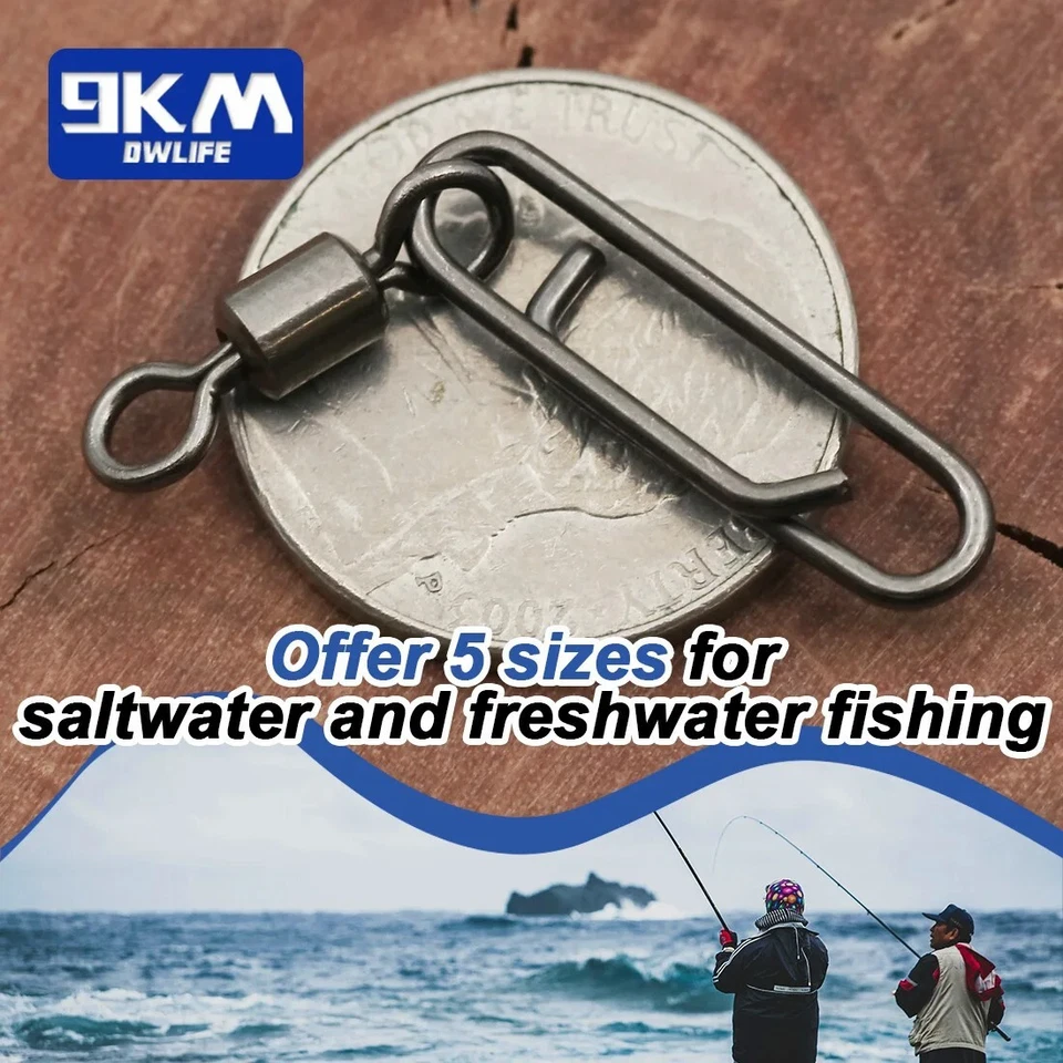 50~200Pc Fishing Swivel Snap Rolling Swivel with Safety Snap Interlock Connector - Image 3 of 4