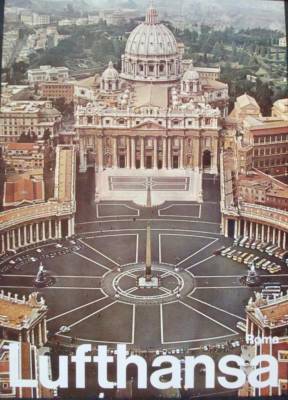 LUFTHANSA AIRLINES ROME VATICAN ST PETER 1968 Vintage A1 Travel poster NM